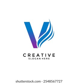 Letter V Professional logo for all kinds of business, Letter V with swoosh or wings logo design vector template