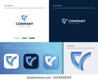 Letter V Professional logo set. Easy to use on various types of business and company. The sign itself would look great as a social media avatar and website or mobile icon.