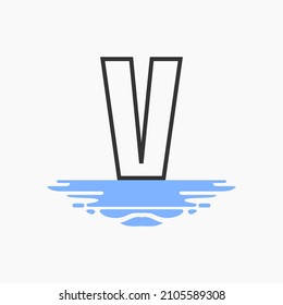 Letter v and Puddle Water Logo Template Design Vector, Emblem, Design Concept, Creative Symbol, Icon