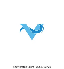 letter v pure water colorful motion logo vector
