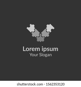 letter v with puzzle logo template vector black and white