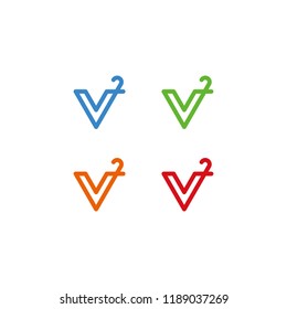 Letter V quadratic logo line art style  vector graphic download