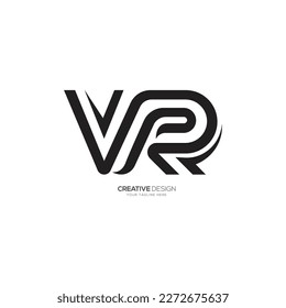 Letter V R creative line art unique shape logo