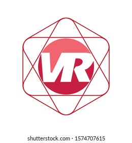letter V R logo with circle design