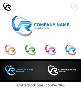 Letter V, R, VR For Virtual Reality, Digital Vector Logo, Marketing, Financial, Advisor Or Invest Design Icon