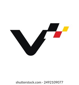Letter V Race Flag logo icon vector