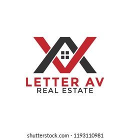 Letter a v real estate logo icon design template
