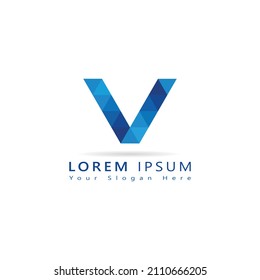 Letter v rectangle pattern elegant logo, Logo Icon Mosaic Pattern Design template Element, Creative and modern minimalist, elegant identity design in blue, logo design for use any kinds of business.