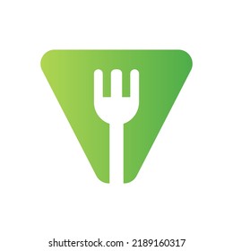 Letter V Restaurant Logo Combined with Fork Icon Vector Template