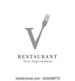 letra V patrón de logotipo del restaurante vector 
