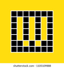 letter (v) from reticular structure in black and yellow color editable vector