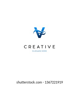 Letter V River water Creative Business Logo Design
