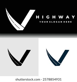 the letter v and the road are the logo