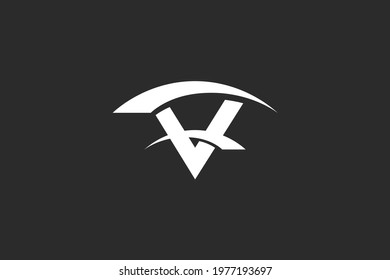 Letter v and road logo, bold and strong 