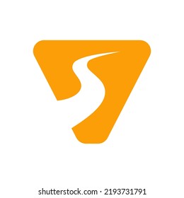 Letter V Road Logo For Transportation Symbol Based On Path Concept Vector Template