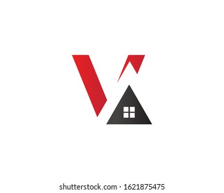 Letter V A Roof shape logo vector