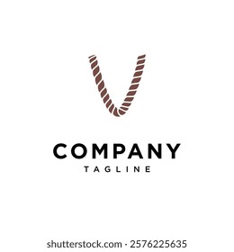 Letter V Rope Logo Icon Vector