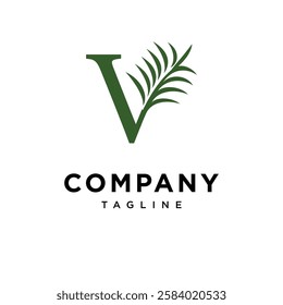 Letter V Rosemary Logo Icon Vector