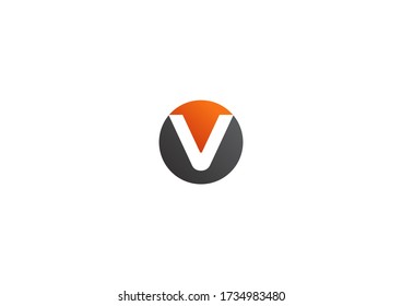 Letra V en concepto de diseño de logotipo de símbolo de círculo redondo