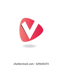 Letter V Rounded Triangle Shape Logo Icon Design Template Elements