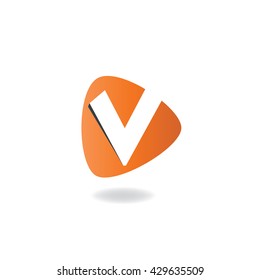 Letter V Rounded Triangle Shape Logo Icon Design Template Elements