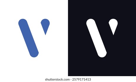 Letter V Rounded Typography Minimal Logo with Wide Cut