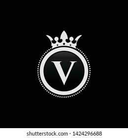 Letter v royal crown luxury logo design