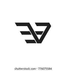 letter v run fast logo vector