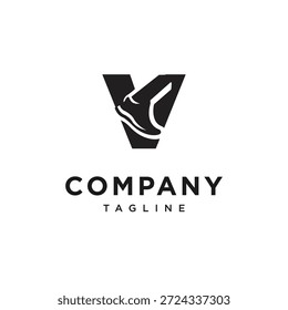 Letter V Run or Foot Logo Icon Vector