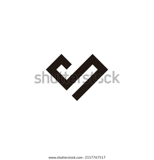 Letter\
V S heart line geometric symbol simple logo\
vector