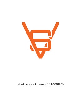 letter V and S monogram logo orange
