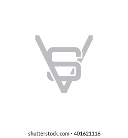 letter V and S monogram logo gray