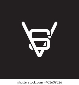 letter V and S monogram logo white black background
