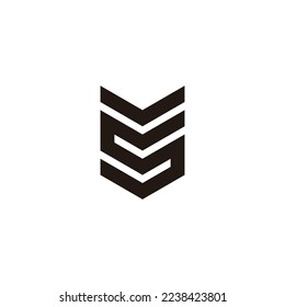 Letter v and S shield geometric symbol simple logo vector