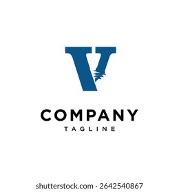Letra V Parafuso logotipo Ícone Vetor