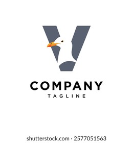 Letter V Seagull Logo Icon Vector