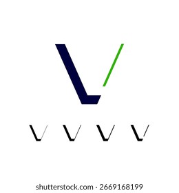 Letra V, conjunto de cuatro diseños abstractos de logotipos diferentes, Ilustración vectorial 10EPS