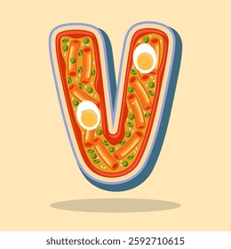 The letter V is in the shape of the Korean food Tteokbokki