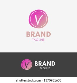 Letter V Shape Polygon Logo template element symbol in pink color