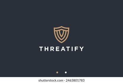 letra v con diseño de logotipo de escudo ilustración de silueta de Vector