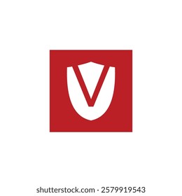 Letter V shield logo design vector