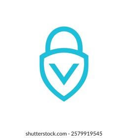 Letter V shield logo design vector