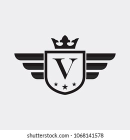 Letter V Shield Wing logo vector