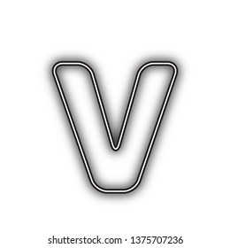 Letter V sign design template element. Vector. Double contour black icon with soft shadow at white background. Isolated.