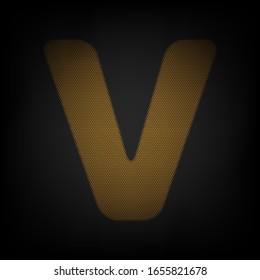 Letter V sign design template element. Icon as grid of small orange light bulb in darkness. Illustration.