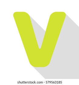 Letter V sign design template element. Pear icon with flat style shadow path.