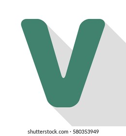 Letter V sign design template element. Veridian icon with flat style shadow path.