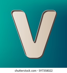 Letter V sign design template element. Vector. Icon printed at 3d on sea color background.