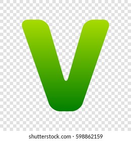 Letter V sign design template element. Vector. Green gradient icon on transparent background.