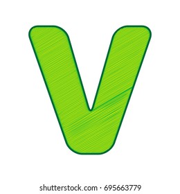 Letter V sign design template element. Vector. Lemon scribble icon on white background. Isolated